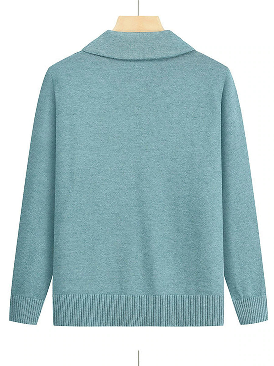 Women's Cardigan Shirt Collar Cable Knit Polyester Button Pocket Knitted Fall Winter Regular Outdoor Christmas New Year Fashion Casual Soft Long Sleeve Floral Red Purple Fuchsia XL 2XL 3XL