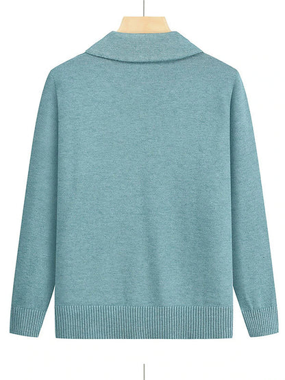 Women's Cardigan Shirt Collar Cable Knit Polyester Button Pocket Knitted Fall Winter Regular Outdoor Christmas New Year Fashion Casual Soft Long Sleeve Floral Red Purple Fuchsia XL 2XL 3XL