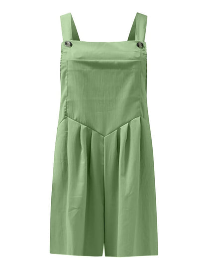 Jumpsuits for Women Summer Overall Pocket Solid Color Square Neck Basic Daily Vacation Regular Fit Sleeveless Black Yellow Pink S M L - LuckyFash™