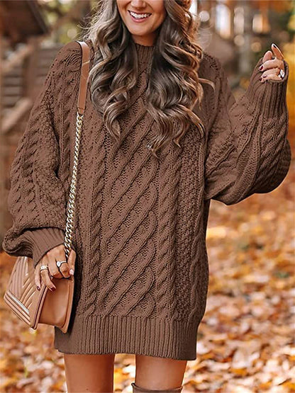 Women's Pullover Sweater Jumper Crew Neck Cable Knit Acrylic Oversized Fall Winter Regular Outdoor Daily Going out Stylish Casual Soft Long Sleeve Solid Color Black White Pink S M L