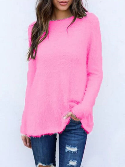 Women's Pullover Sweater Jumper Crew Neck Ribbed Knit Cotton Oversized Fall Winter Regular Outdoor Daily Holiday Stylish Casual Soft Long Sleeve Solid Color Black White Yellow S M L