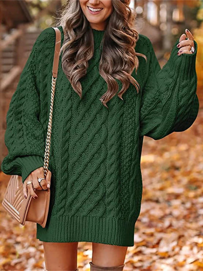 Women's Pullover Sweater Jumper Crew Neck Cable Knit Acrylic Oversized Fall Winter Regular Outdoor Daily Going out Stylish Casual Soft Long Sleeve Solid Color Black White Pink S M L