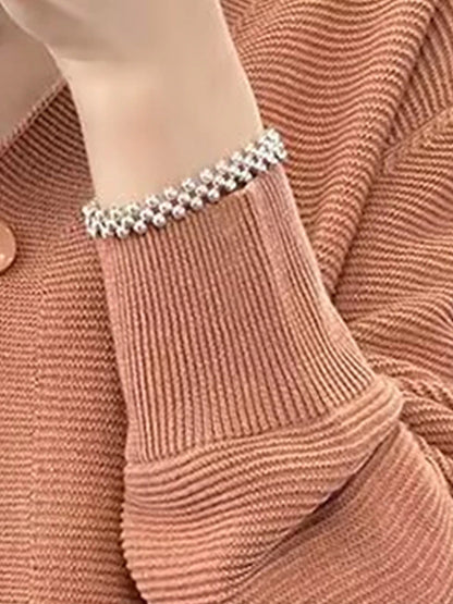 Women's Cardigan Sweater Jacket V Neck Ribbed Knit Acrylic Button Knitted Fall Winter Regular Outdoor Valentine's Day Daily Fashion Streetwear Casual Long Sleeve Solid Color Black Pink Red S M L