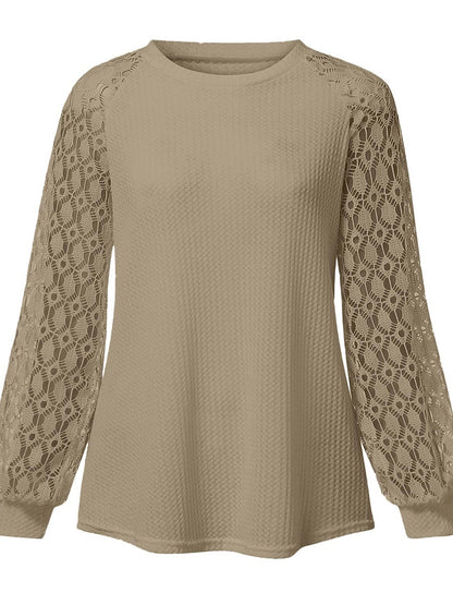 Women's Pullover Sweater Jumper Crew Neck Ribbed Knit Polyester Patchwork Summer Fall Outdoor Daily Going out Stylish Casual Soft Long Sleeve Solid Color Black Pink Navy Blue S M L