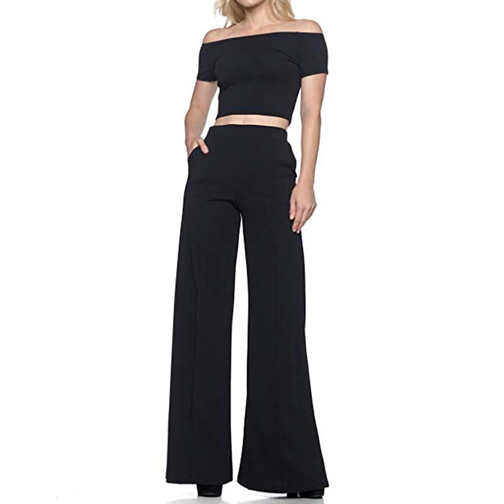 Women's Dress Wide Leg Pants Bootcut Flare Full Length Pocket Baggy Micro-elastic Mid Waist Streetwear Casual Casual Weekend Black White S M Summer Spring & Fall