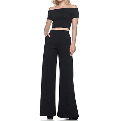 Women's Dress Wide Leg Pants Bootcut Flare Full Length Pocket Baggy Micro-elastic Mid Waist Streetwear Casual Casual Weekend Black White S M Summer Spring & Fall