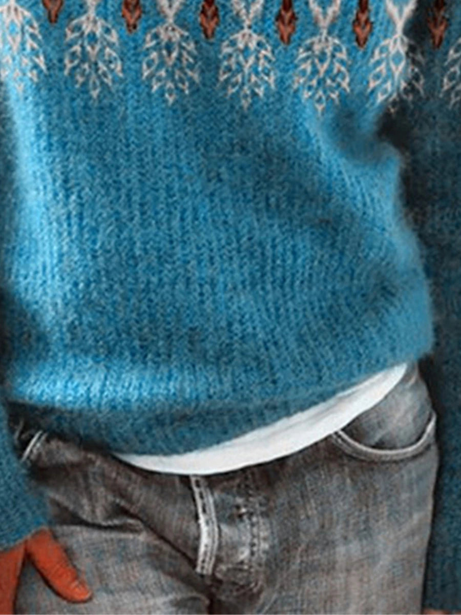 Women's Crew Neck Pullover Sweater Jumper Ribbed Knit Acrylic Knitted Print Fall Winter Regular Outdoor Daily Going out Stylish Casual Soft Long Sleeve Striped Print Blue Green S M L