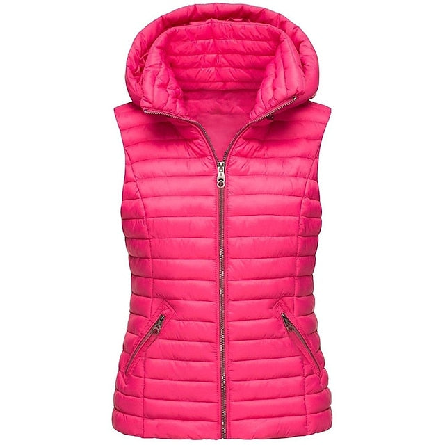 Women's Hiking Vest Quilted Puffer Vest Sleeveless Outerwear Outdoor Thermal Warm Windproof Lightweight Winter Pocket Nylon Black White Red Hunting Fishing Camping / Hiking / Caving