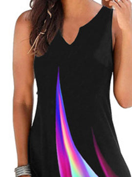 Elegant Floral Print V-neck Sleeveless Dress - LuckyFash™