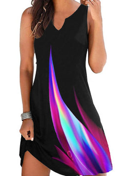 Elegant Floral Print V-neck Sleeveless Dress - LuckyFash™