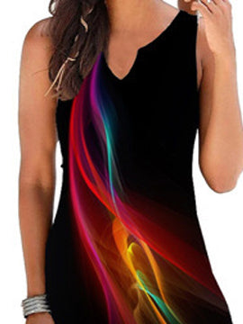 Elegant Floral Print V-neck Sleeveless Dress - LuckyFash™