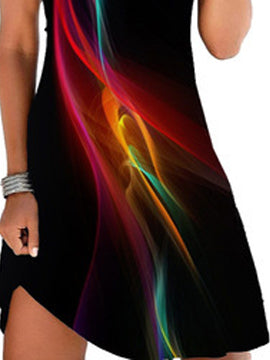 Elegant Floral Print V-neck Sleeveless Dress - LuckyFash™