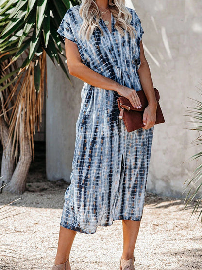 Fashion Printed V-neck Split Skirt With Belt - LuckyFash™