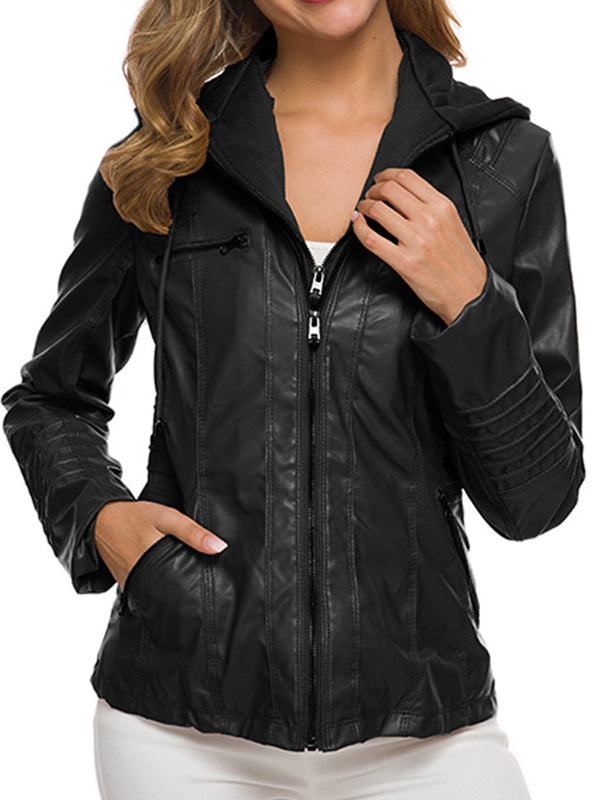 Women's Jackets Detachable Hooded PU Leather Jacket - LuckyFash™