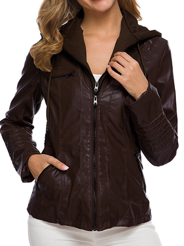 Women's Jackets Detachable Hooded PU Leather Jacket - LuckyFash™