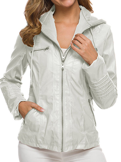 Women's Jackets Detachable Hooded PU Leather Jacket - LuckyFash™