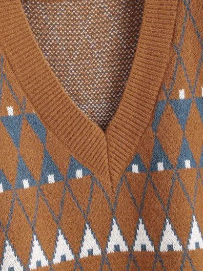 Geo Graphic Sweater Vest - LuckyFash™