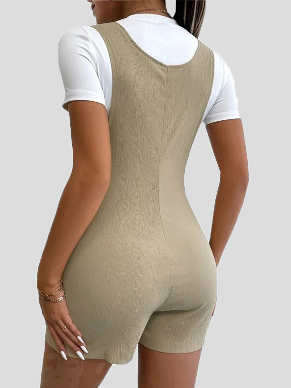 Women's Jumpsuits Casual Solid Button Pocket Bib Jumpsuit - LuckyFash™