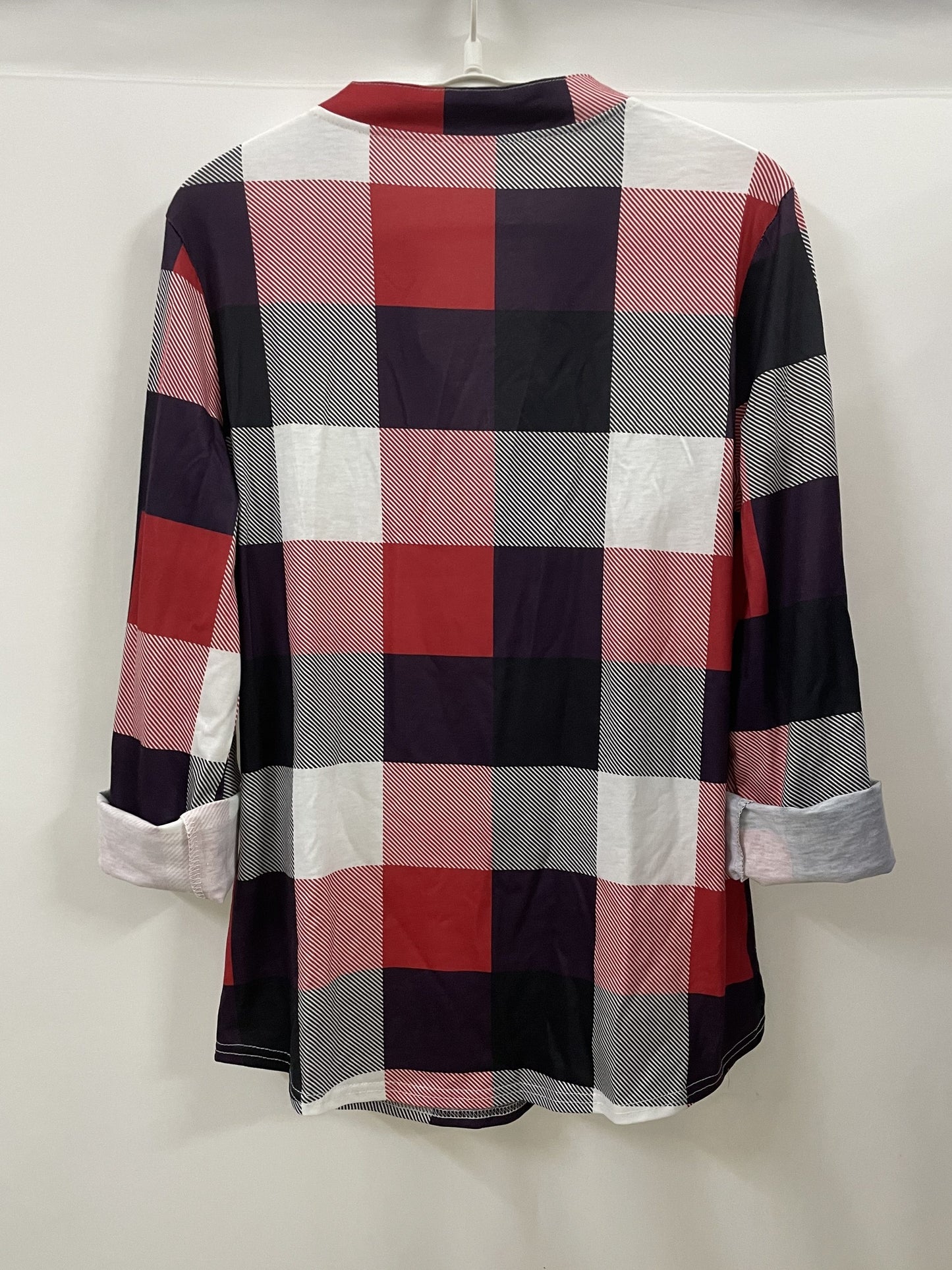 Casual Plaid Shirt, Long Sleeve V-neck Shirt,  Casual Every Day Tops, Women's Clothing