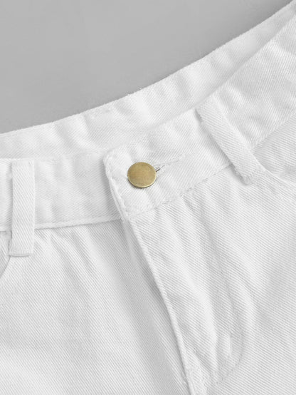 Frayed Hem Denim Shorts - LuckyFash™