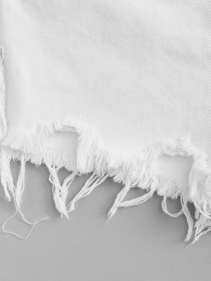 Frayed Hem Denim Shorts - LuckyFash™