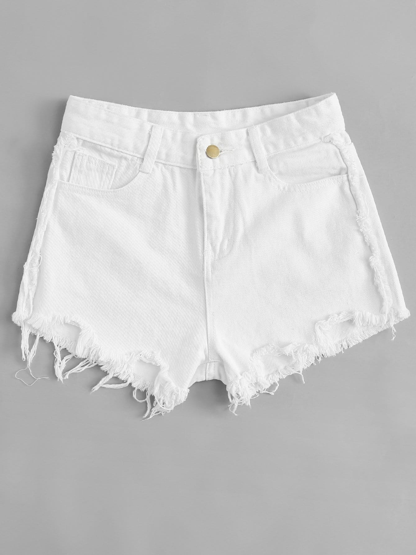 Frayed Hem Denim Shorts - LuckyFash™