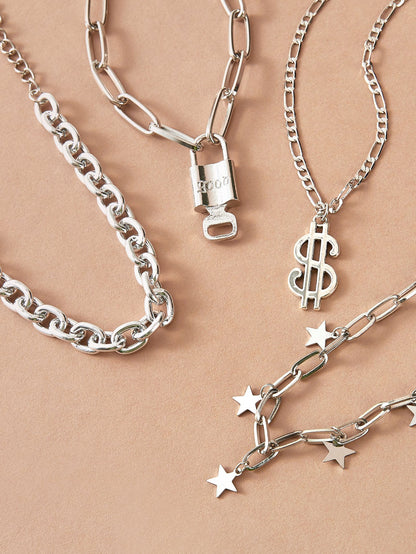 4pcs Star Tassel & Dollar Charm Necklace - LuckyFash™