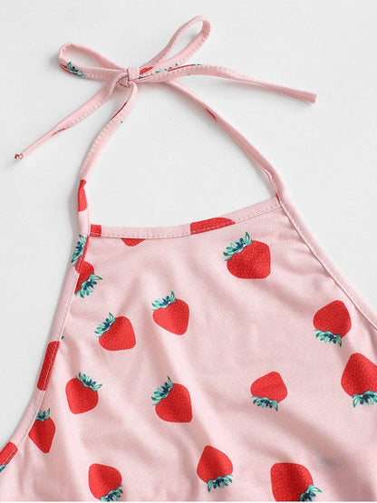 Halter Strawberry Crop Top - LuckyFash™
