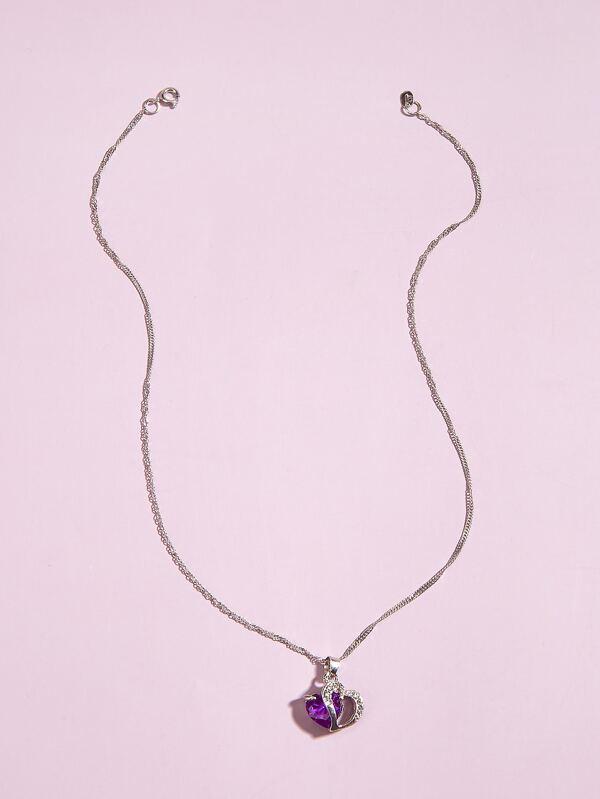 Rhinestone Heart Charm Necklace - LuckyFash™