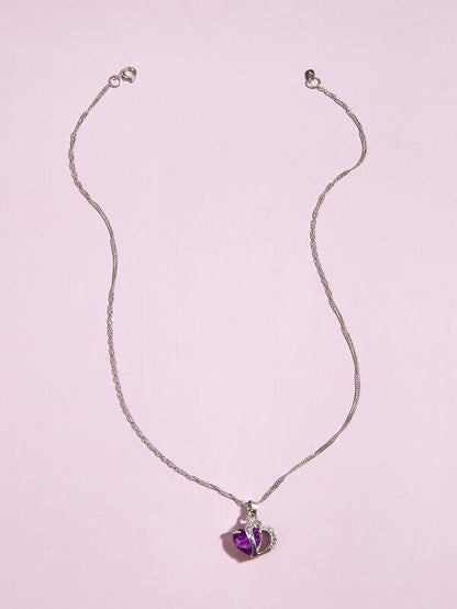 Rhinestone Heart Charm Necklace - LuckyFash™