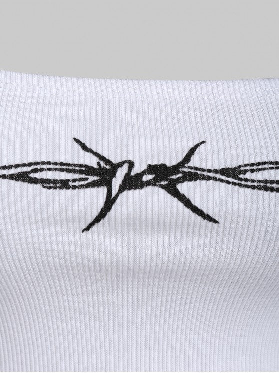 Graphic Chains Ribbed Crop Top - LuckyFash™