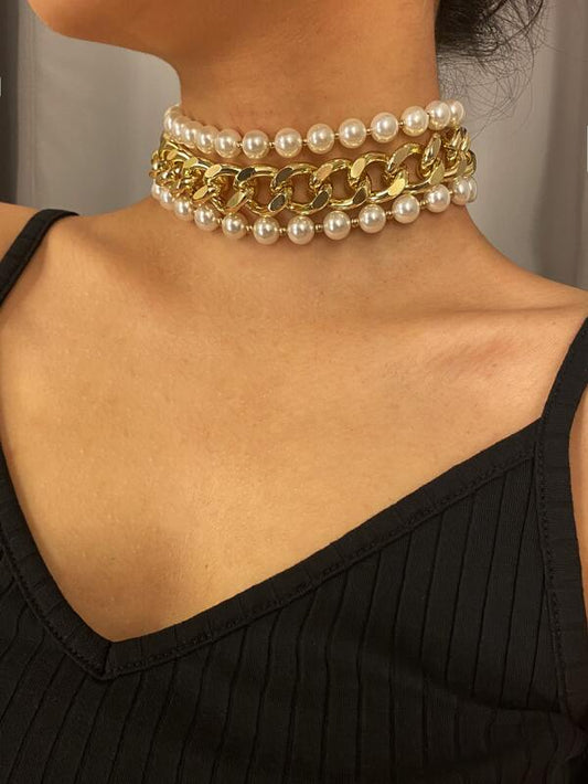 3pcs Faux Pearl Beaded Choker - LuckyFash™