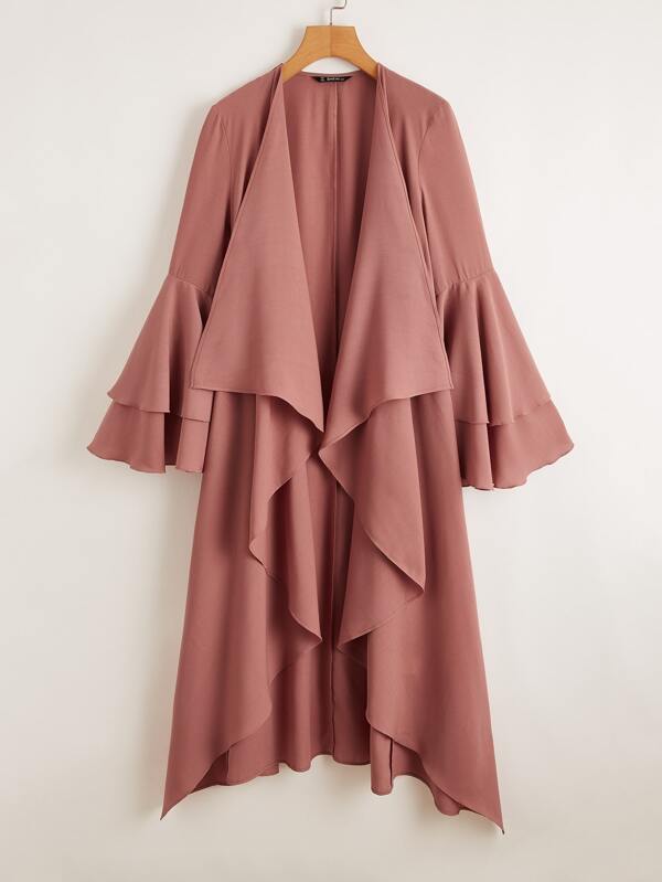 Layered Bell Sleeve Waterfall Collar Coat - LuckyFash™