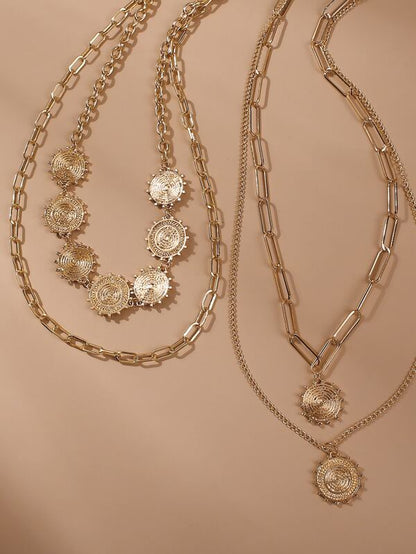 2pcs Textured Metal Layered Necklace - LuckyFash™