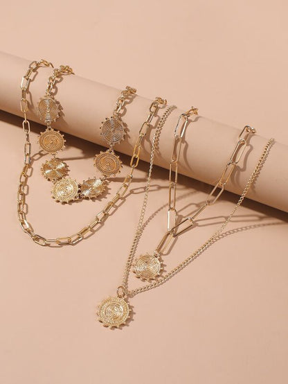 2pcs Textured Metal Layered Necklace - LuckyFash™