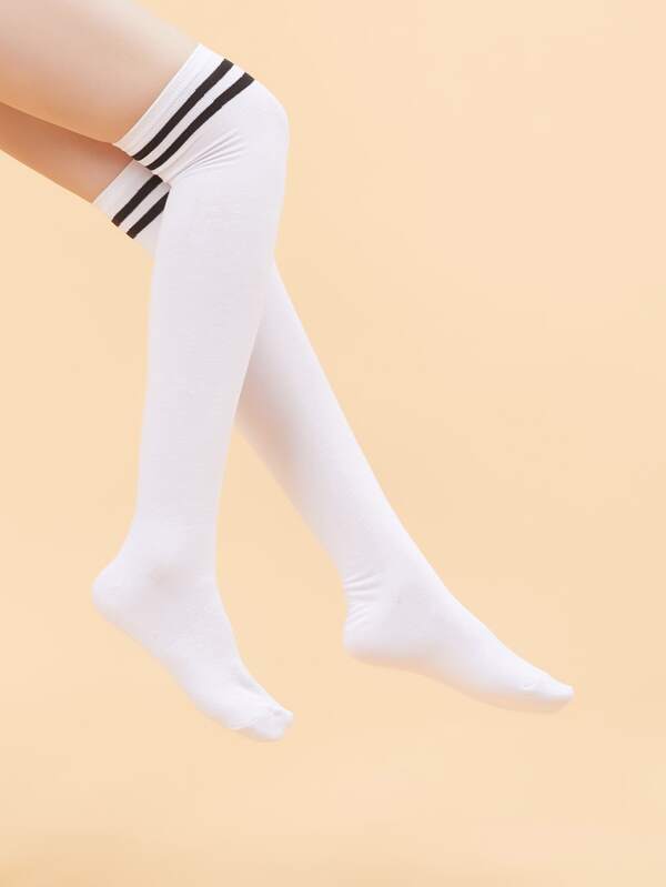 2pairs Striped Over The Knee Socks - LuckyFash™