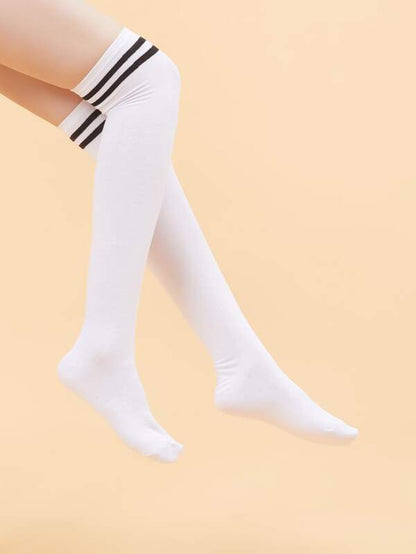 2pairs Striped Over The Knee Socks - LuckyFash™