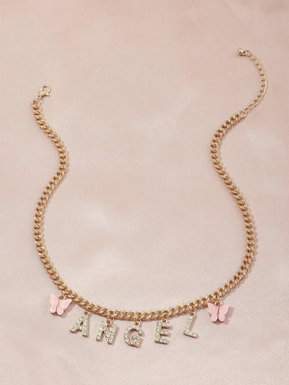 Rhinestone Letter Charm Necklace - LuckyFash™