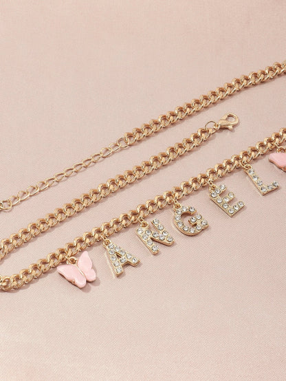 Rhinestone Letter Charm Necklace - LuckyFash™