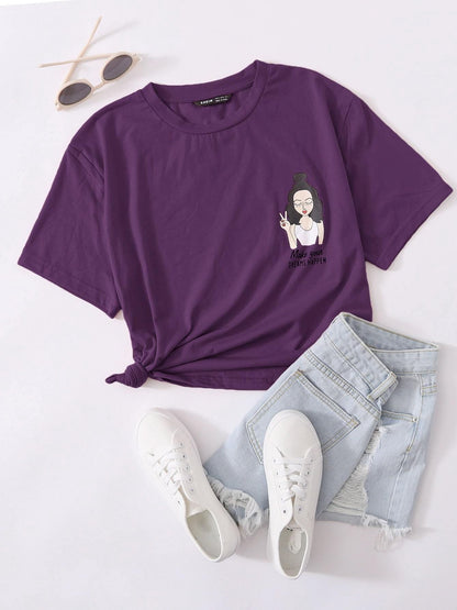 Figure & Slogan Graphic Tee - LuckyFash™