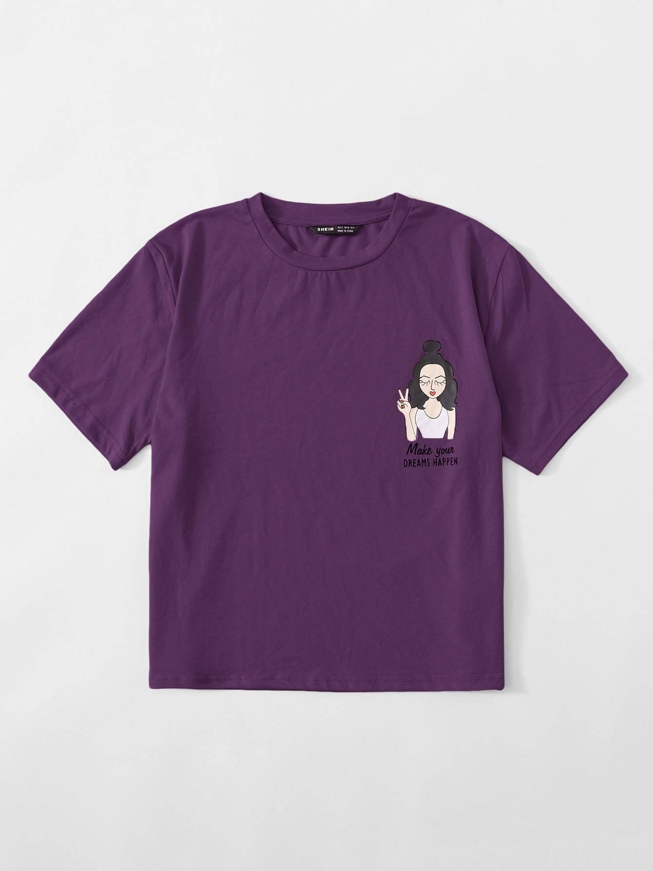 Figure & Slogan Graphic Tee - LuckyFash™