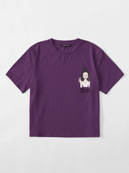 Figure & Slogan Graphic Tee - LuckyFash™