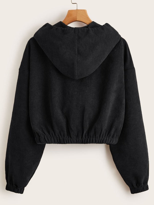 Flap Pocket Front Zip Up Cord Jacket - LuckyFash™