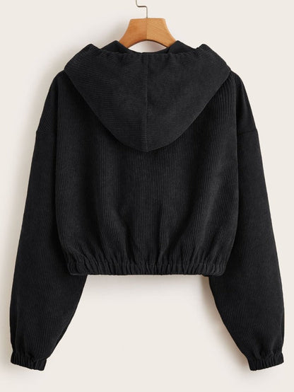 Flap Pocket Front Zip Up Cord Jacket - LuckyFash™