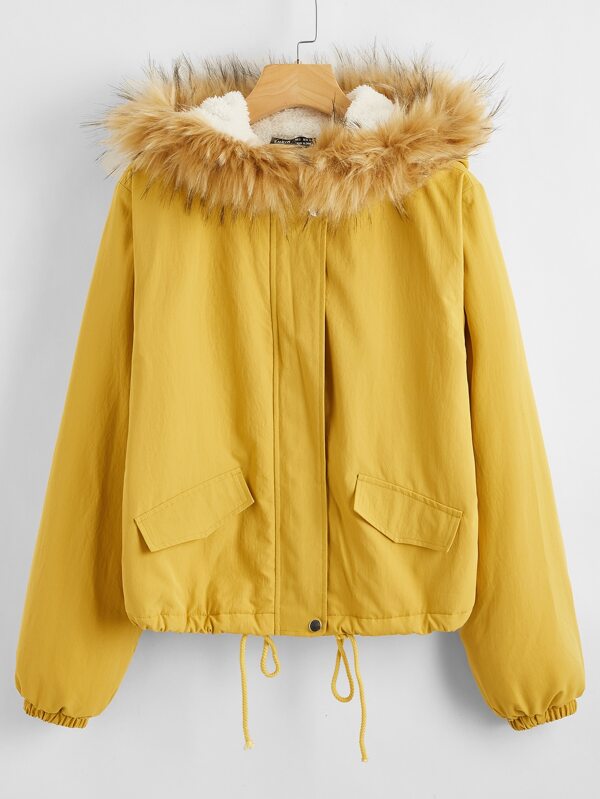 Fleece Lined Fuzzy Hooded Jacket - LuckyFash™