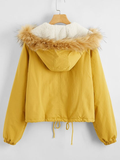 Fleece Lined Fuzzy Hooded Jacket - LuckyFash™