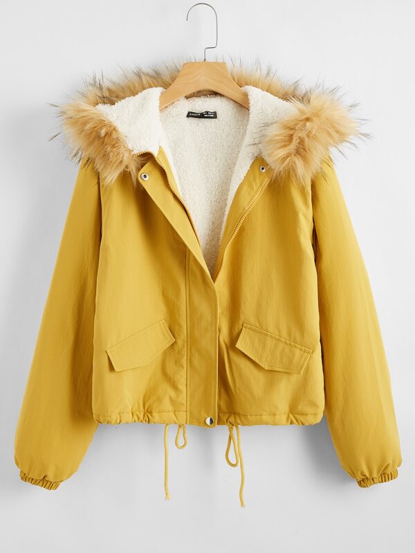 Fleece Lined Fuzzy Hooded Jacket - LuckyFash™