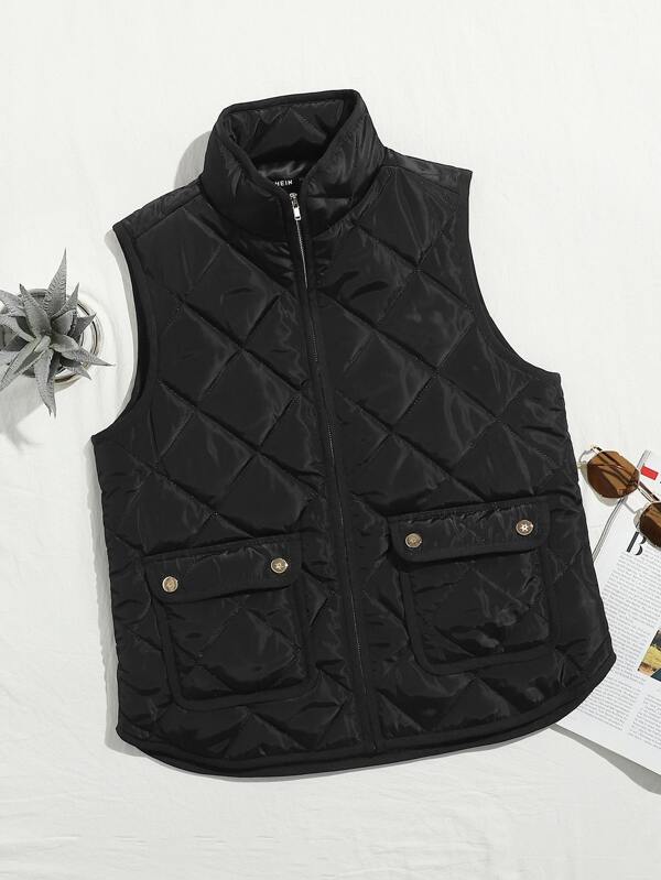 Flap Pocket Quilted Vest Jacket - LuckyFash™