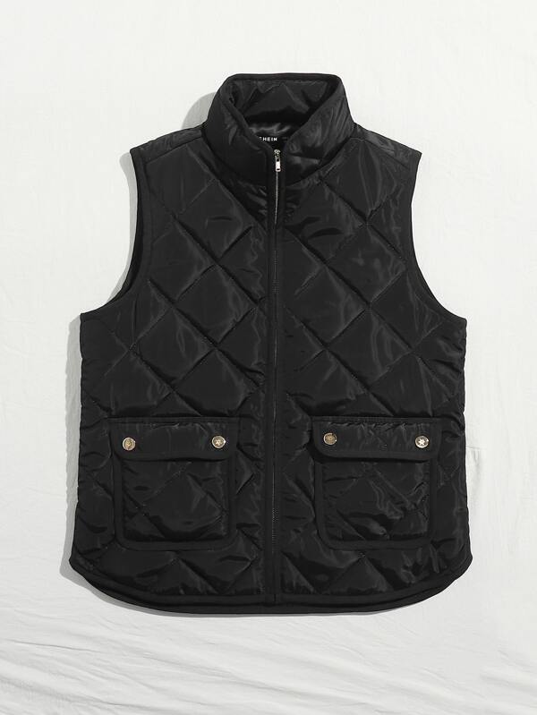 Flap Pocket Quilted Vest Jacket - LuckyFash™