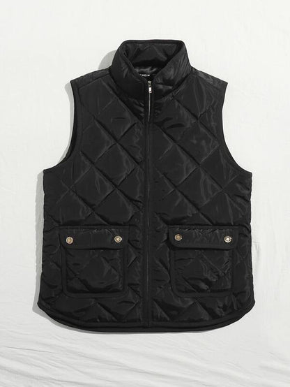 Flap Pocket Quilted Vest Jacket - LuckyFash™